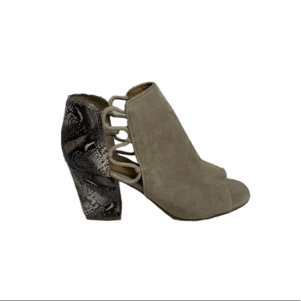 Tahari Snake Suede Heel Booties Slip On Shoes Size 7.5